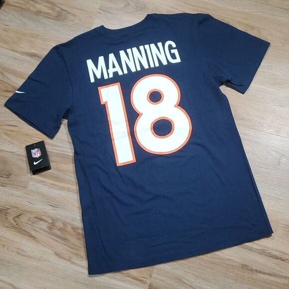 🔹️NWT Nike Broncos Blue Peyton Manning Short Sleeve Tshirt Small - Picture 2 of 7